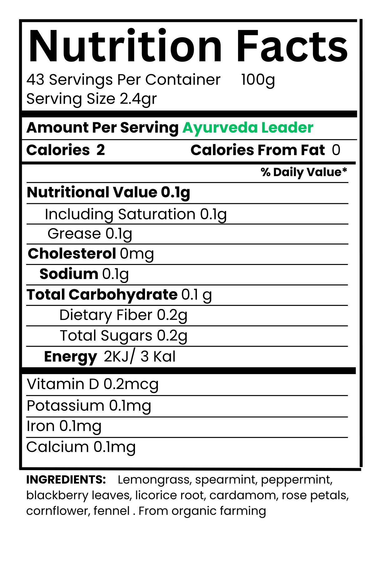 Golden Leader Ayurveda Tea 100g
